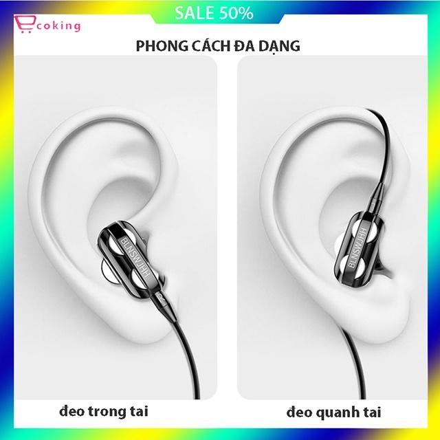 Tai Nghe dây Gaming Nhét Tai Ecoking,âm thanh nổi Chơi Game Chống Ồn Có Micro lõi bằng đông nguyên chất - Hàng Chính Hãng