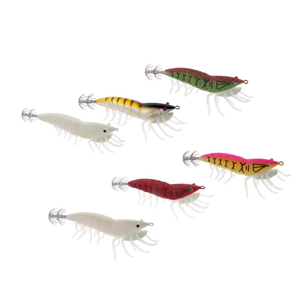 Squid Jigs Hooks Shrimp Artificial Wood Shrimp Plastic White Fishing Lure
