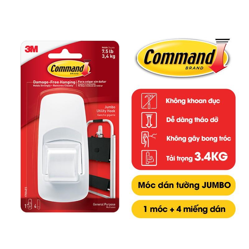 Móc dán tường Jumbo Command 3M chịu lực 3.4kg - Dễ sử dụng, độ bền cao, bám cực chắc, tháo cực dễ 17004ES