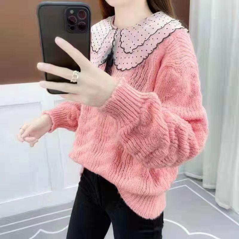 Áo Len Nữ Dệt Kim Dáng Rộng Cổ Bẻ Thiết Kế Mới Mùa Thu Đông Đẹp (D028)