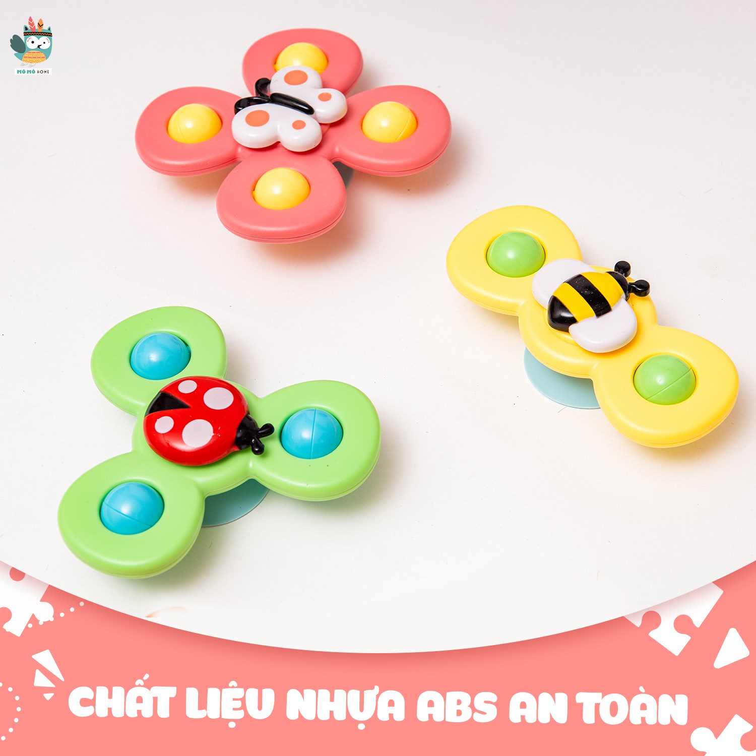 Combo 3 đồ chơi con Quay Spinner Dán Tường, Thiết Kế Hình Động Vật Hoạt Hình Độc Đáo Dành Cho Bé