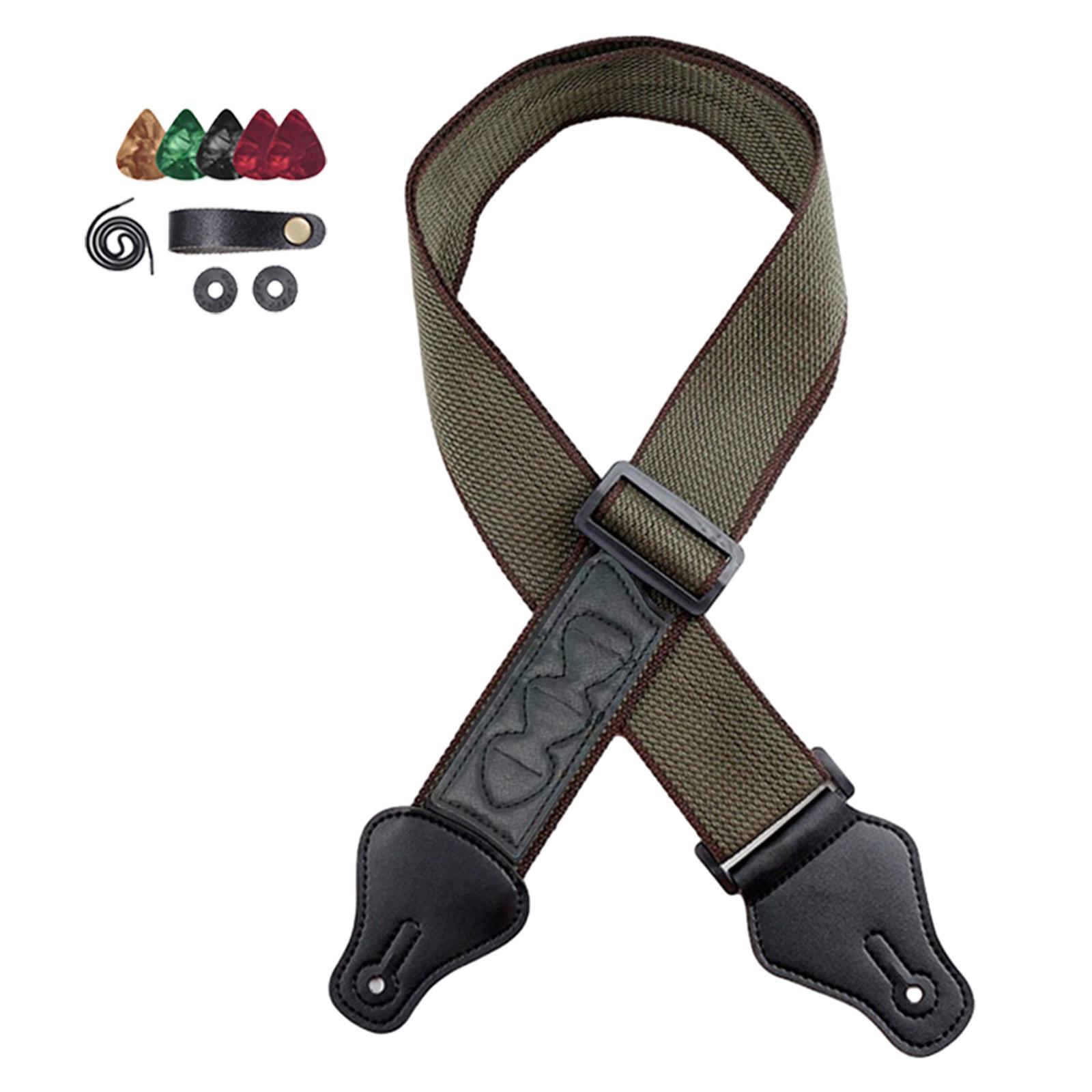 Guitar Strap with Pick Holders, Comfort PU Leather Ends, Universal Adjustable Guitar Shoulder Straps Belts