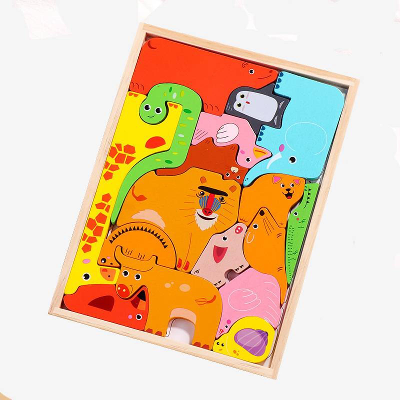 Montessori Animal Jigsaw Puzzles Construction Toy Shape Puzzle for Girls