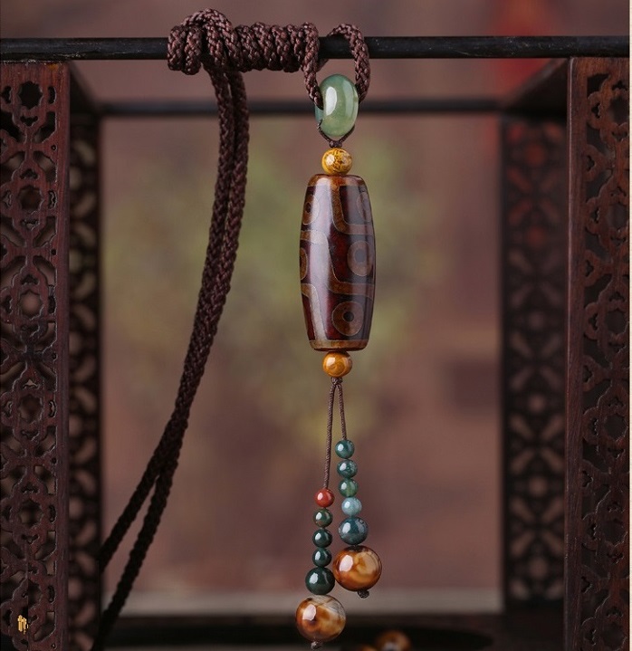 Vòng Cổ Đá Dzi Bead Hình Lu Thống Phong Cách Cổ Trang VC045