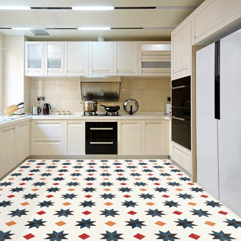 COMBO CUỘN 3 mét decal giấy dán nền dán sàn nhà Ô TÁM CÁNH HS2006 KHỔ 60CM KEO SẴN