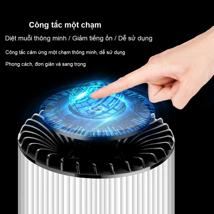 Máy bắt muỗi thông minh, có đèn led ( Công tắc cảm ứng chạm, giảm tiếng ồn, đễ sử dụng)- (Tặng 2 nút kẹp cao su giữ dây điện- màu ngẫu nhiên)