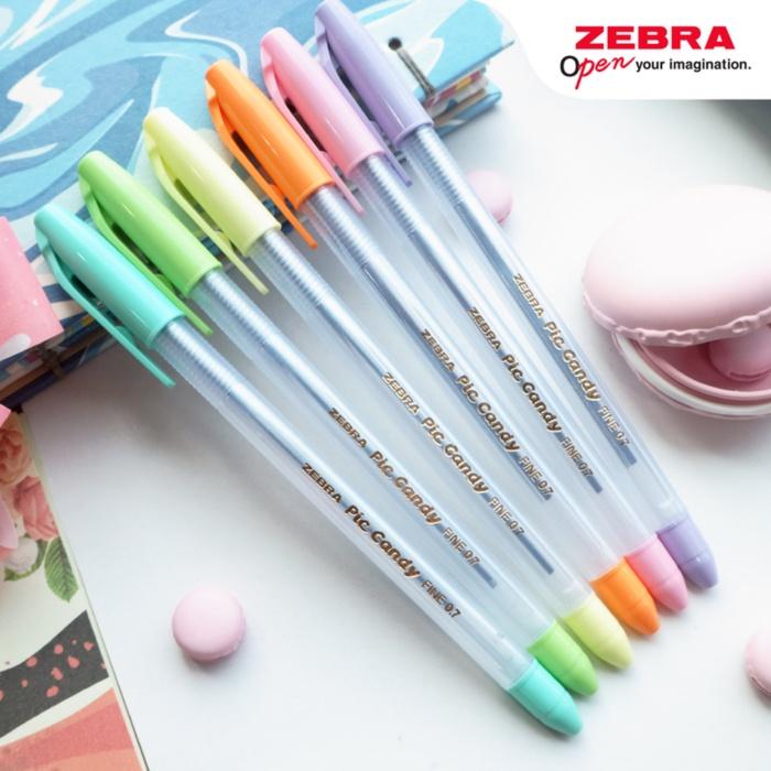 Viết bi nắp Pic Candy 0.7mm hộp 12 cây mực xanh - Zebra