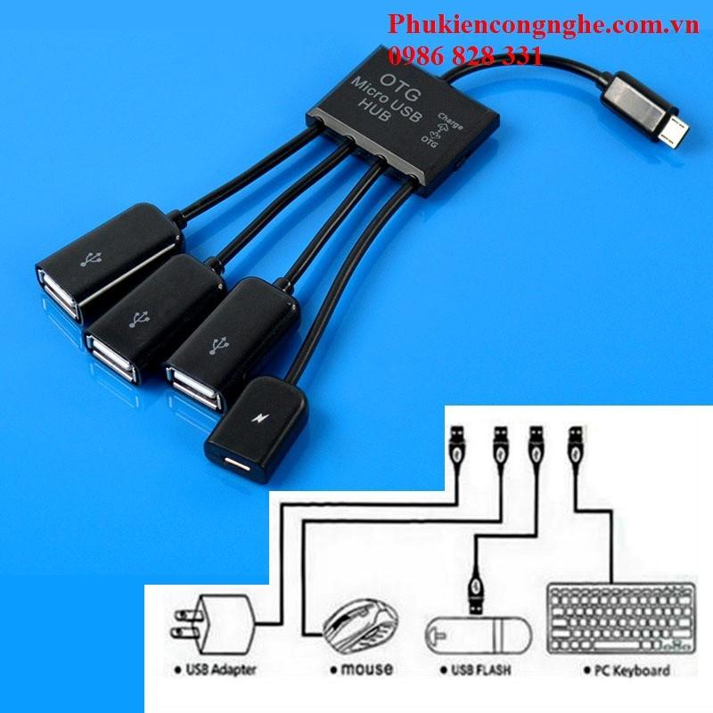 MICRO USB HUB OTG 4 IN 1 KẾT NỐI ĐIỆN THOẠI, TABLE ANDROID