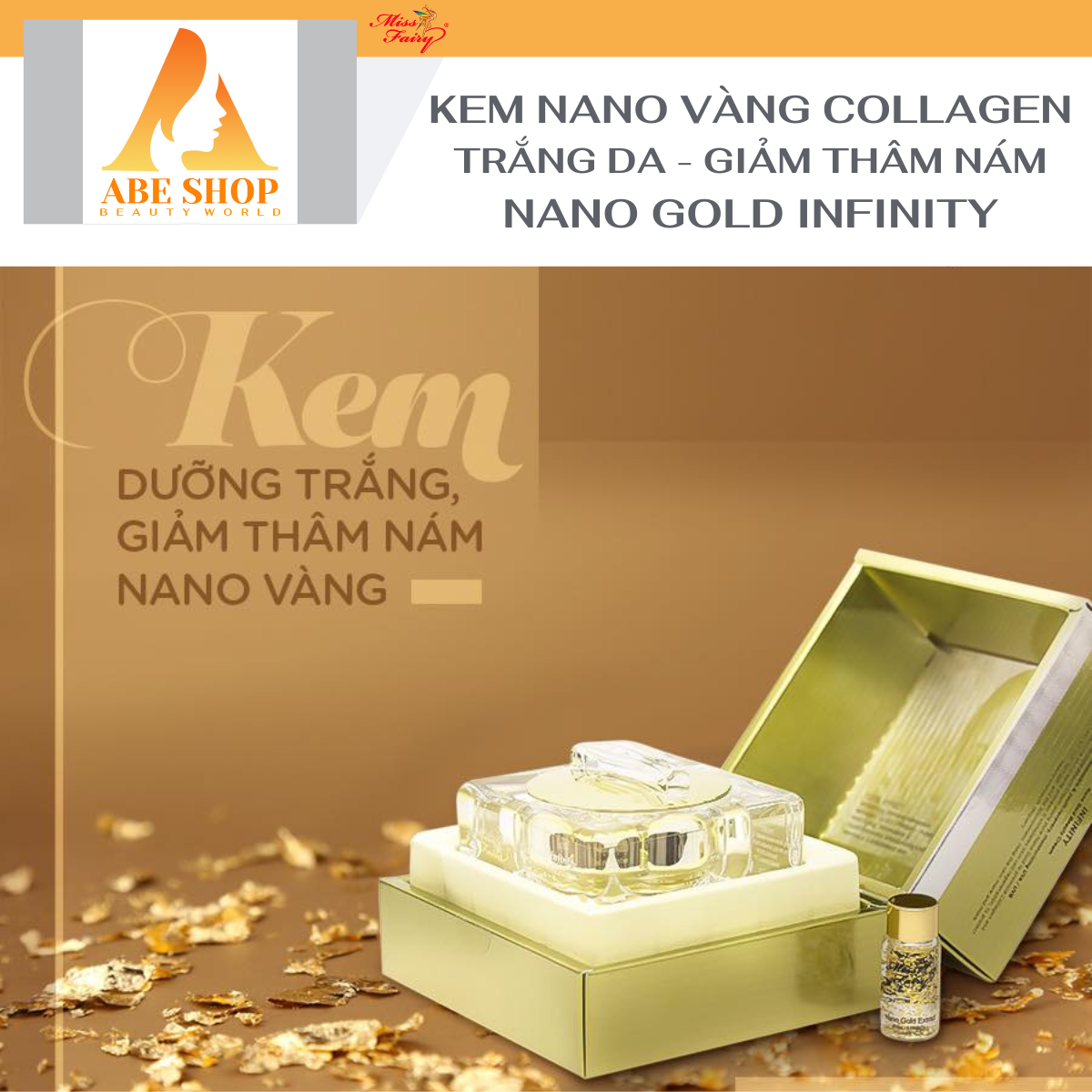 KEM MISSFAIRY VÀNG - NANO GOLD - XOÁ THÂM NÁM - TÀN NHANG - CẤP ẨM DA