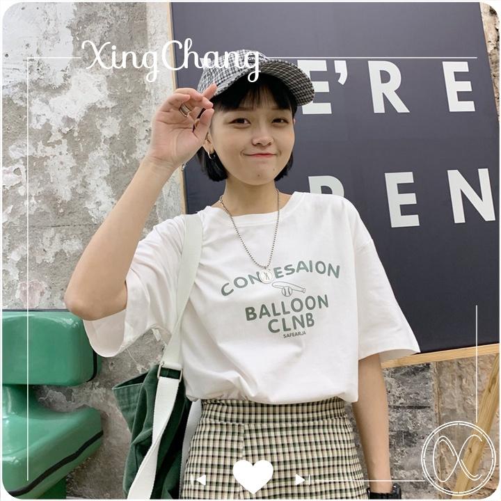Áo phông nữ cá tính, Áo phông tay lỡ XingChang chất đẹp ngực in Balloon CLNB mã LXC06