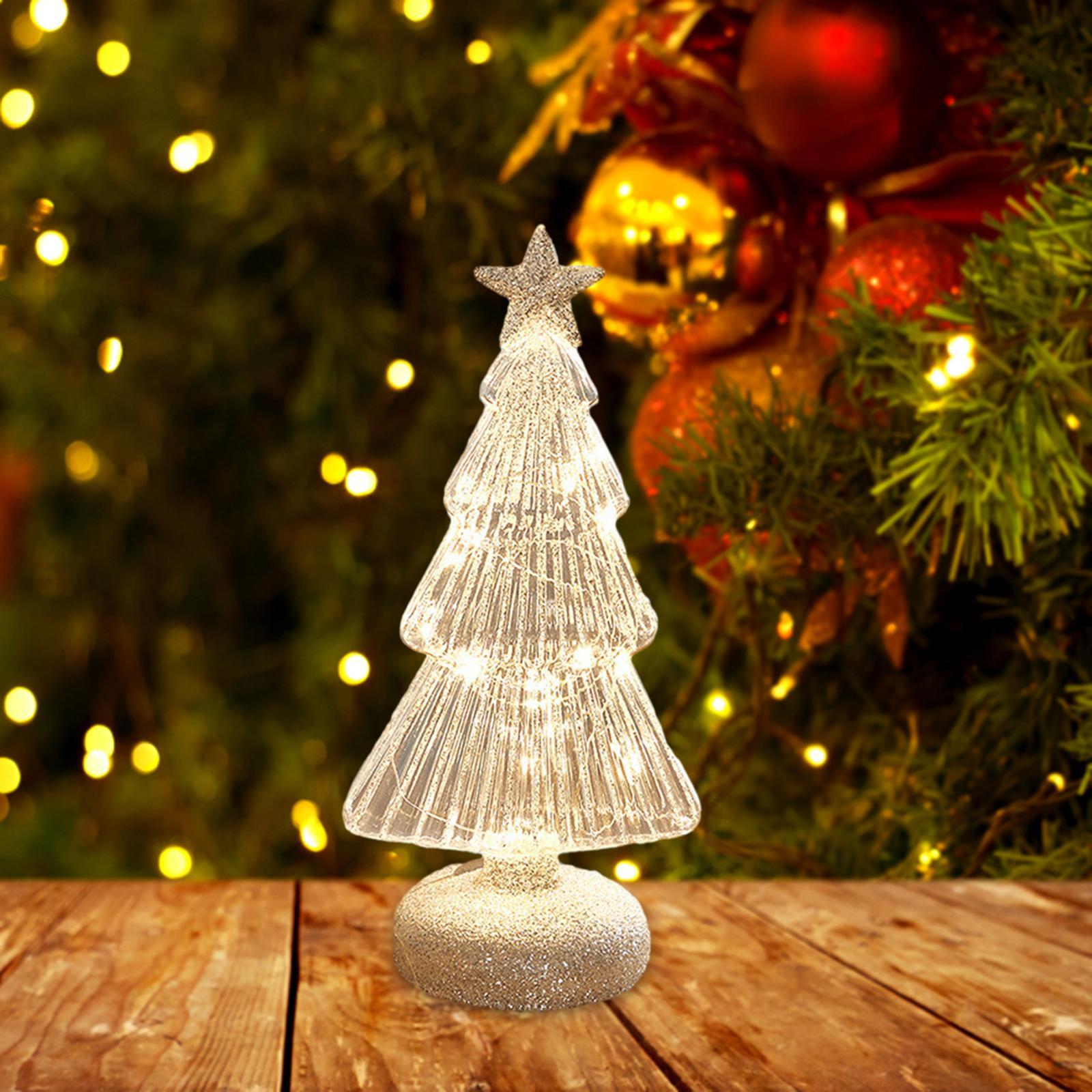 Christmas Tree Glass Night Light Twinkle Table Lamp for Holiday Party Indoor