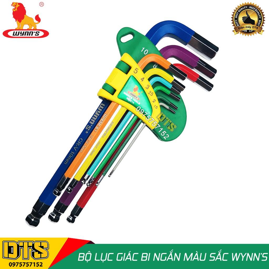 Bộ lục giác đầu bi 9 món ngắn (nhiều màu sắc) WYNN’S W9921A, bộ khóa lục giác thép cứng cao cấp CR-V chất lượng cao