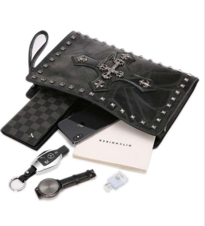 Personalized Rivet Crucifix Clutch Coin Purses & Pouches - Black