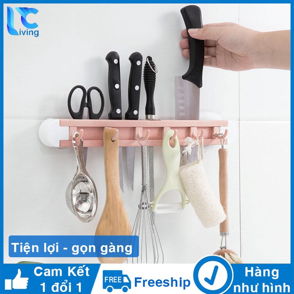 Kệ dao treo tường , giá kệ cắm dao kéo nhà bếp dính tường đa năng bằng nhựa ABS Living C _G80