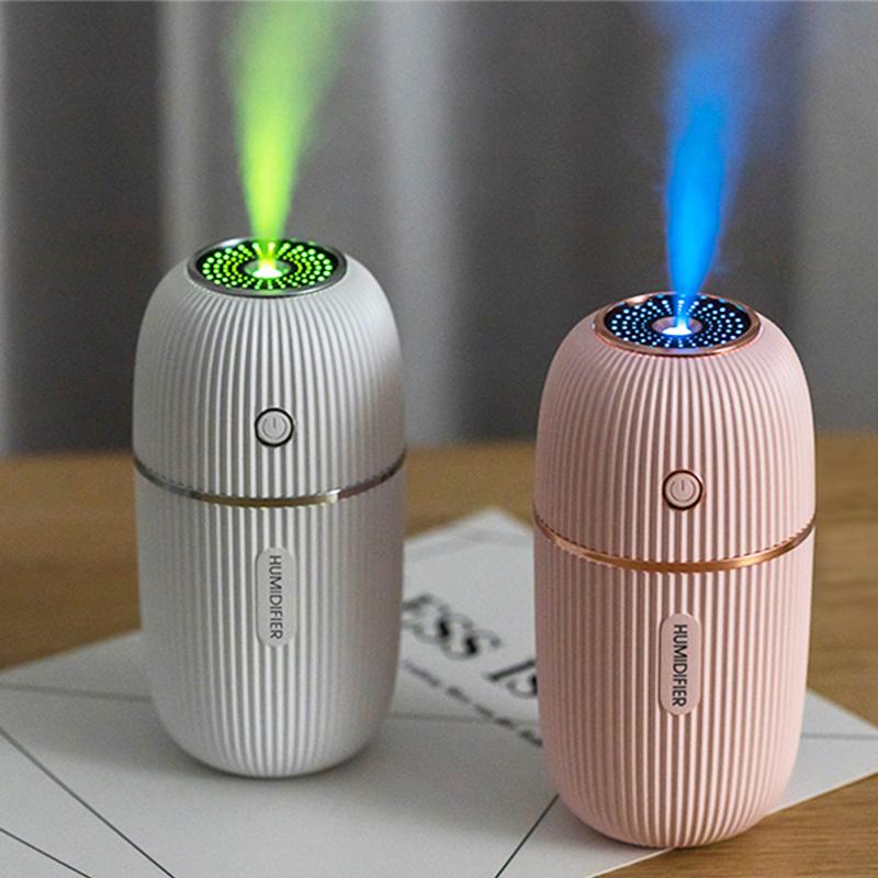 Máy Phun Sương Tạo Độ Ẩm 300ML Siêu Âm Thanh USB Tinh Máy Khuếch Tán Tinh Dầu Màu Sắc Lãng Mạn Đèn Ngủ Phun Sương Tạo Humidificador Di Động
