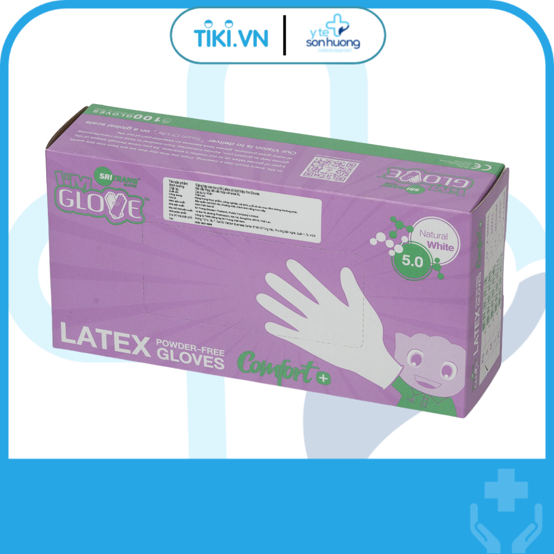 Găng Tay Y Tế Latex I'm Gloves Không Bột Màu Trắng Hộp 100 Chiếc