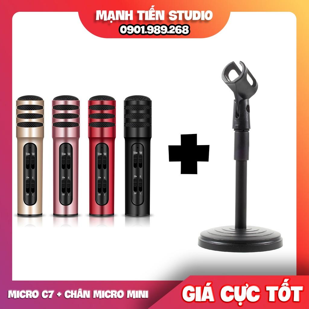 Bộ micro thu âm C7 hát karaoke, livetream fb, bigo + chân đỡ micro để bàn - giá rẻ nhất