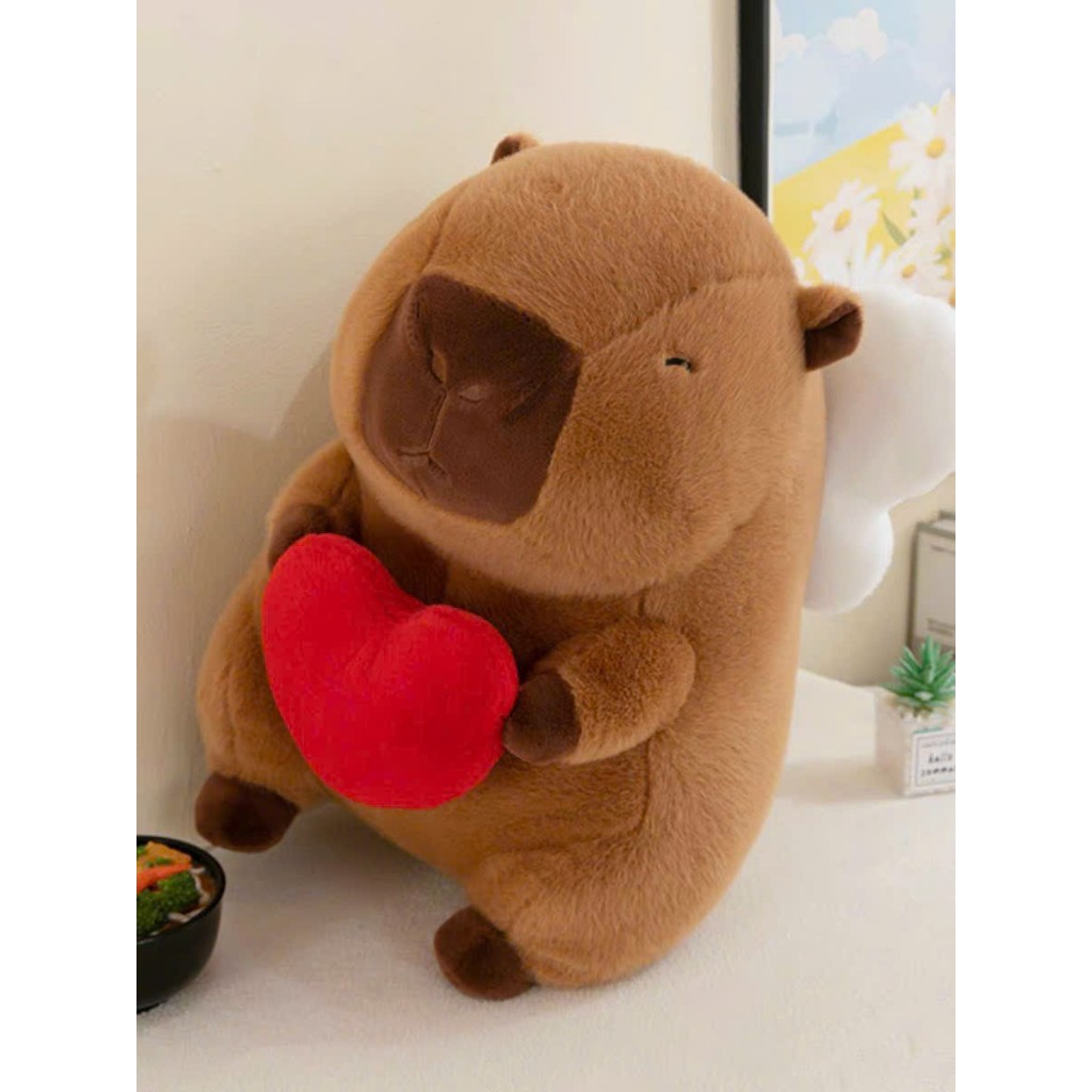 Thú nhồi bông Capybara cánh thiên thần đáng yêu - Size 30cm đến 50cm - Quà tặng gấu bông chuột lang ôm tim cánh trắng êm mịn