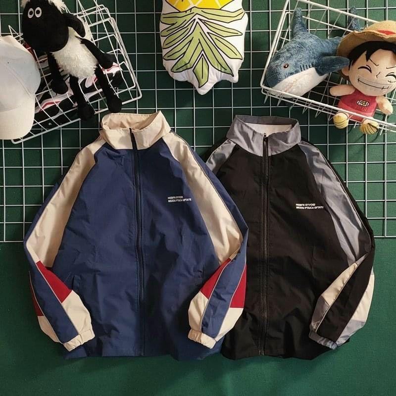 Áo Khoác Dù 2 lớp,Áo dù bomber thể thao phối sọc màu in chữ nổi unisex nam nữ Form Rộng kiểu jacker Phong Cách Ulzzang