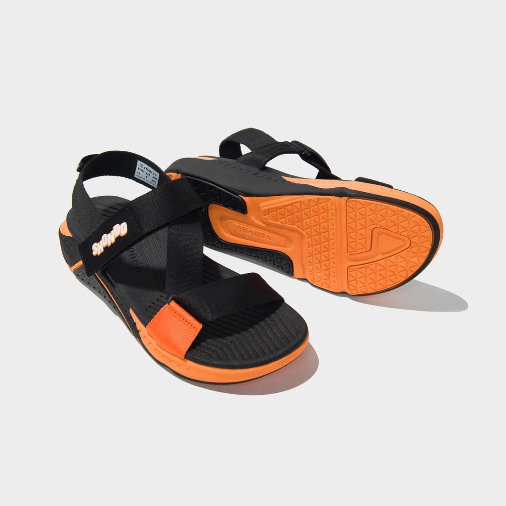 Giày Sandals Nam Nữ Shondo F7 Racing Đế Đen Phối Cam F7R1080