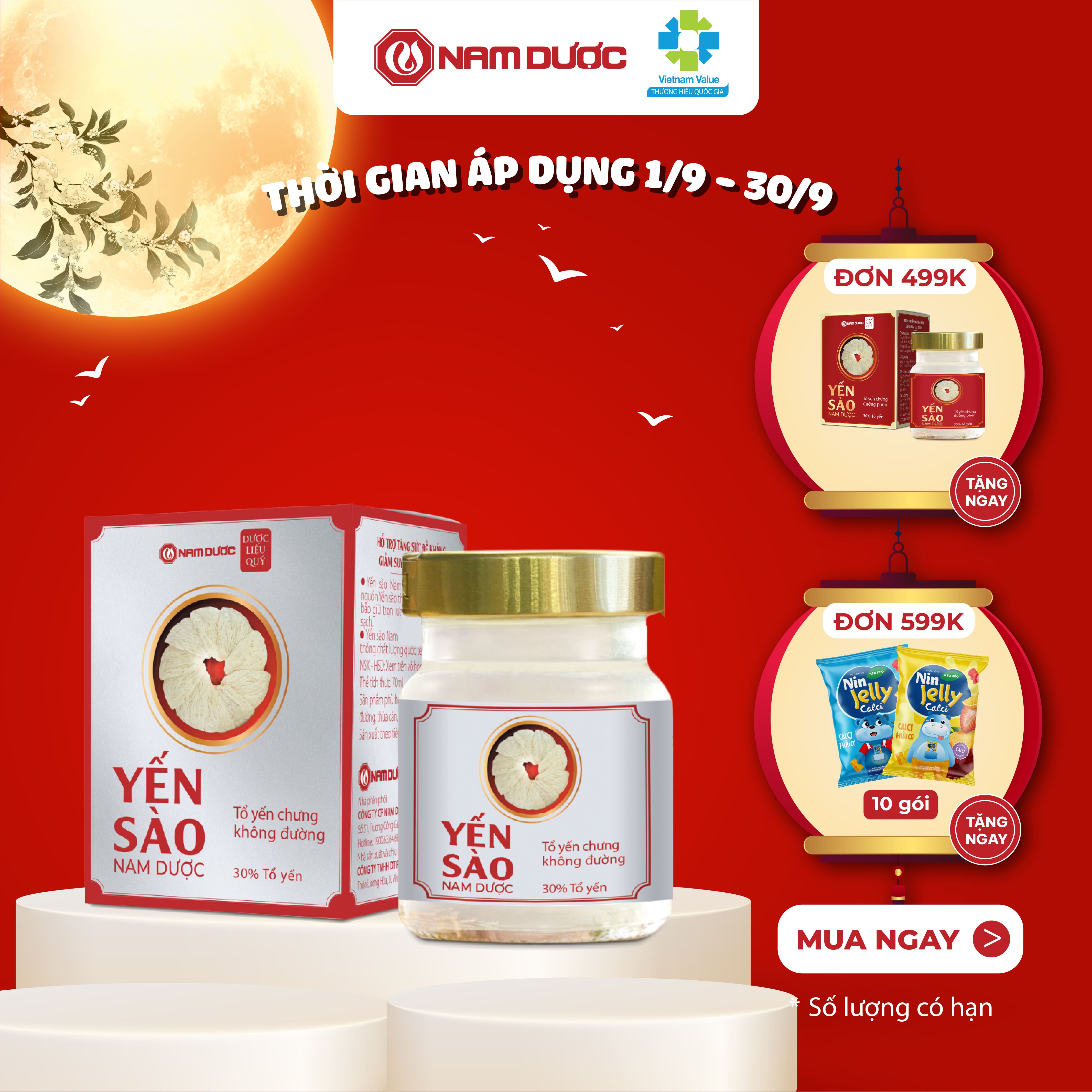 Yến Sào Nam Dược Cao Cấp Tổ Yến Chưng Không Đường 70Ml Bồi Bổ Sức Khỏe, Dùng Được Cho Người Giảm Cân, Ăn Kiêng, Béo Phì.