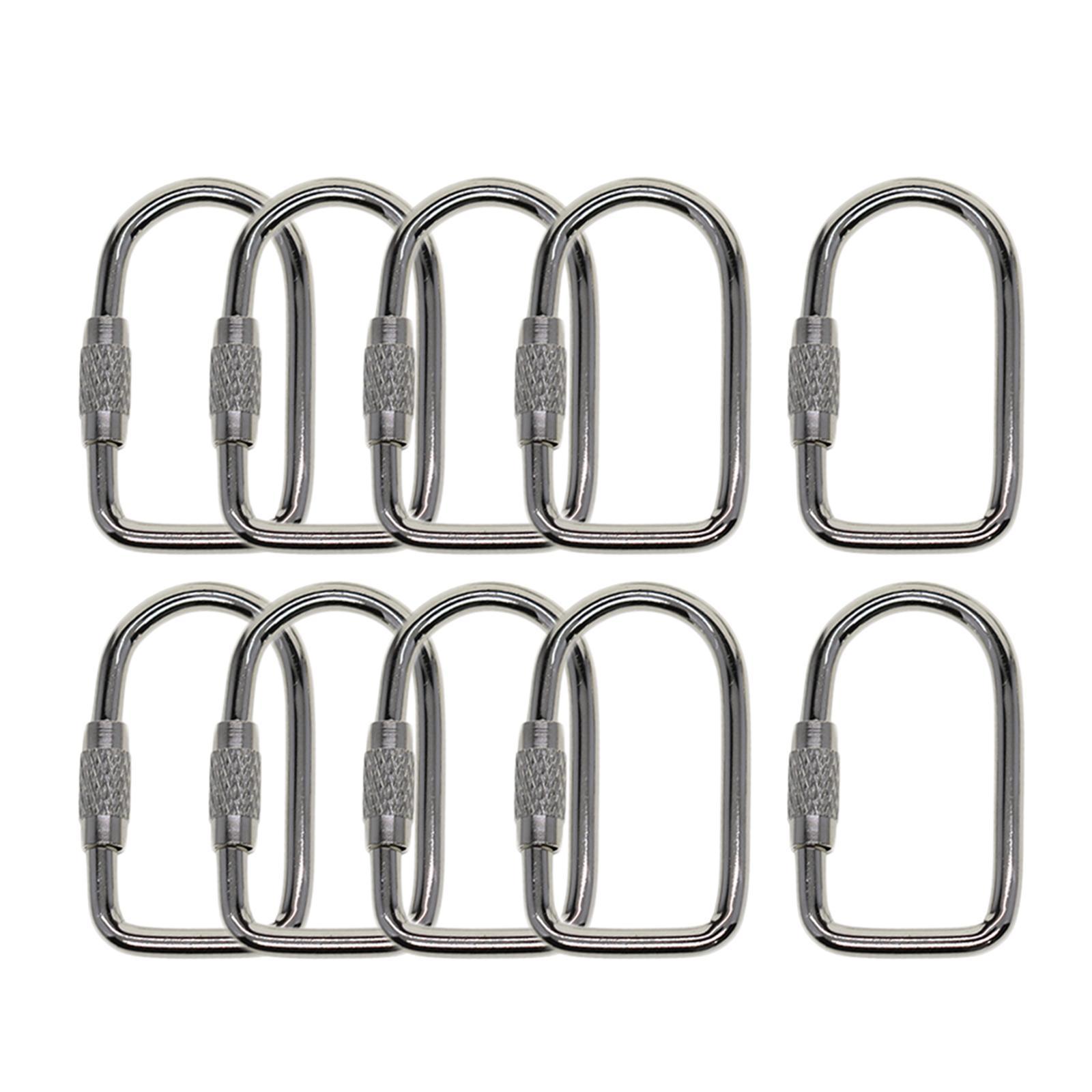 10x Locking Carabiner Carabiner Clip Lightweight Locking Clips Sturdy Screw Lock Buckle DIY Keychain Clips for Outdoor Bags Indoor Backpack