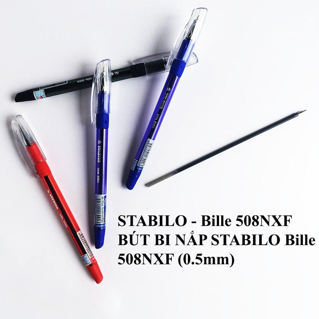 Bộ 4 bút bi STABILO Bille 508NXF màu xanh kèm 4 ruột xanh (BP508NXFU-C4R)