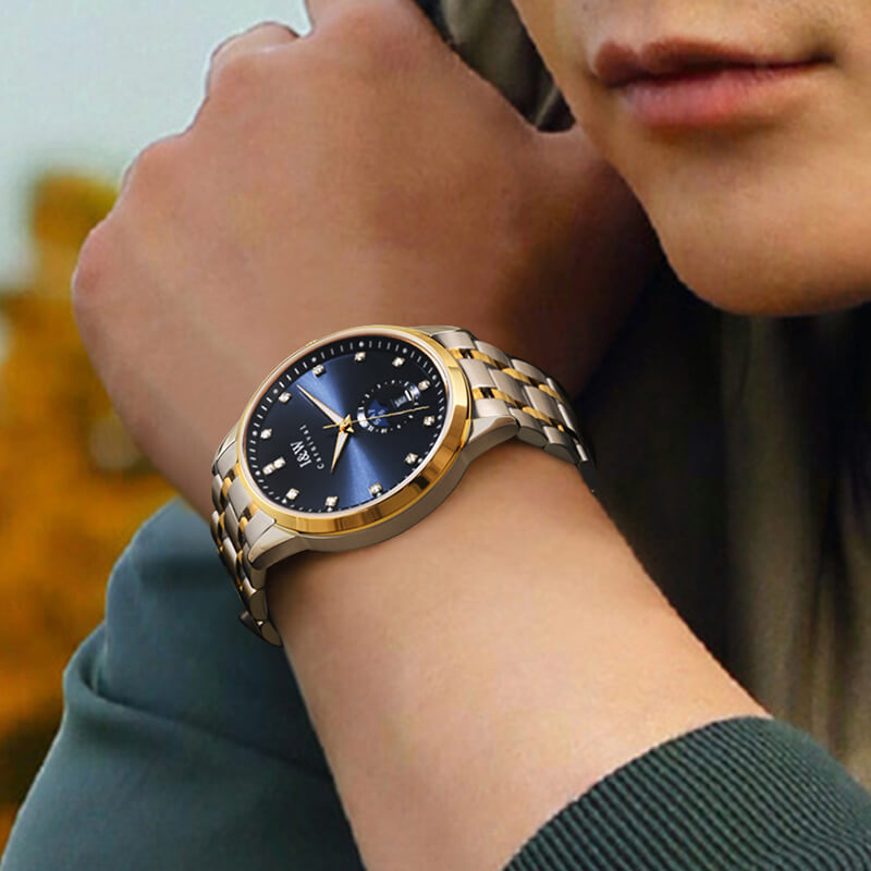 Đồng hồ nam chính hãng I&amp;W Carnival 625G-T2 hàng mới fullbox,kính sapphire,chống xước,chống nước 50m,Bh 24 tháng,máy cơ (automatic),mạ vàng dây thép không gỉ