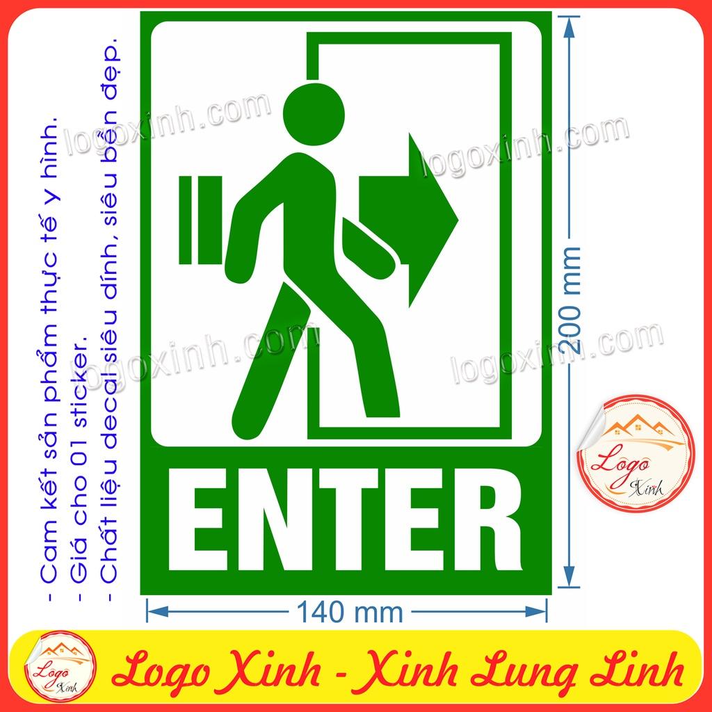 Logo Tem Sticker Biển ENTER EXIT Chỉ Dẫn Hướng Đi Lối Ra Vào Dạng Icon, Chất Liệu Decal Dán Có Keo Sẵn Chống Nước
