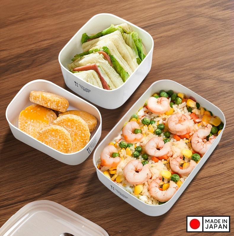 Bộ 3 hộp đựng thực phẩm sạch, đồ khô bằng nhựa PP cao cấp 900mL - Hàng nội địa Nhật