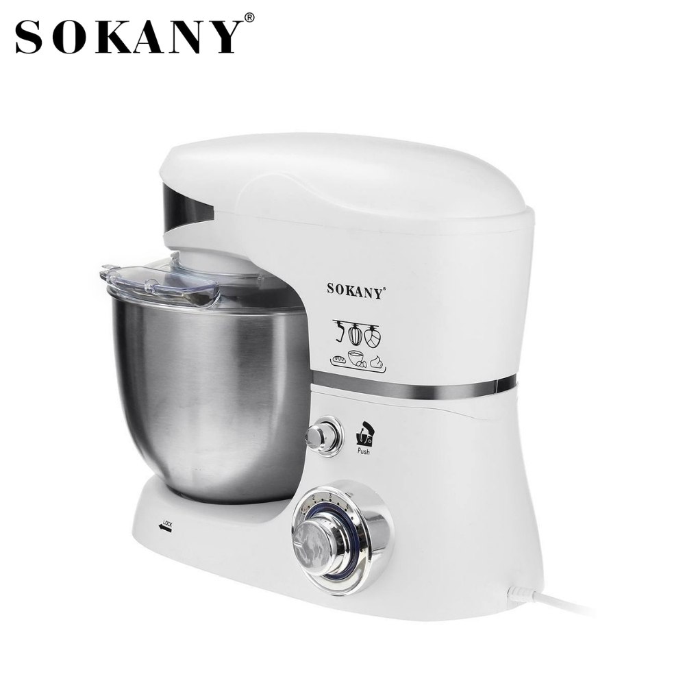 Máy nhào bột, trộn bột đánh trứng để bàn SOKANY SC-206, công suất cao 1000W, cối inox 5L trộn bột, nhào bột tự động - HÀNG CHÍNH HÃNG