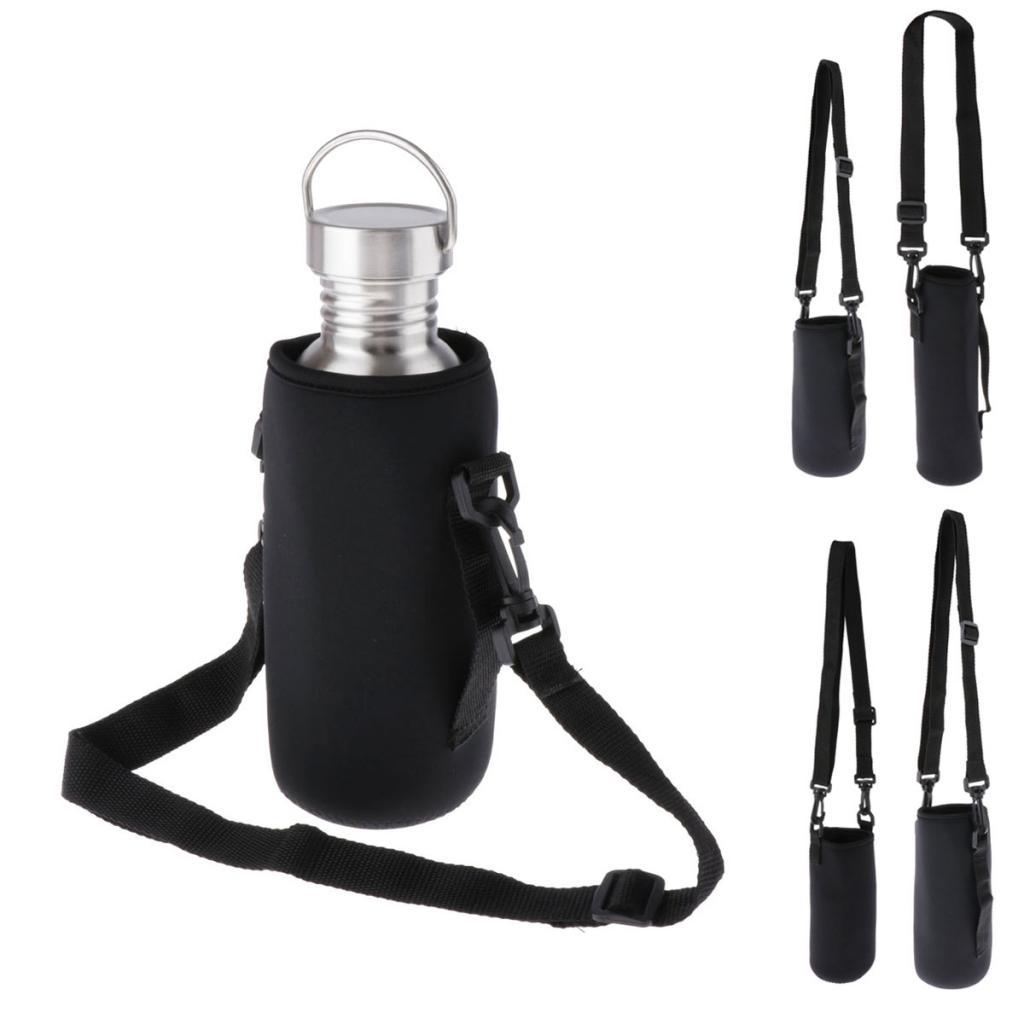 Insulated Sport Water Bottle Cover Sleeve Holder Cooler Carrier Black 750ml