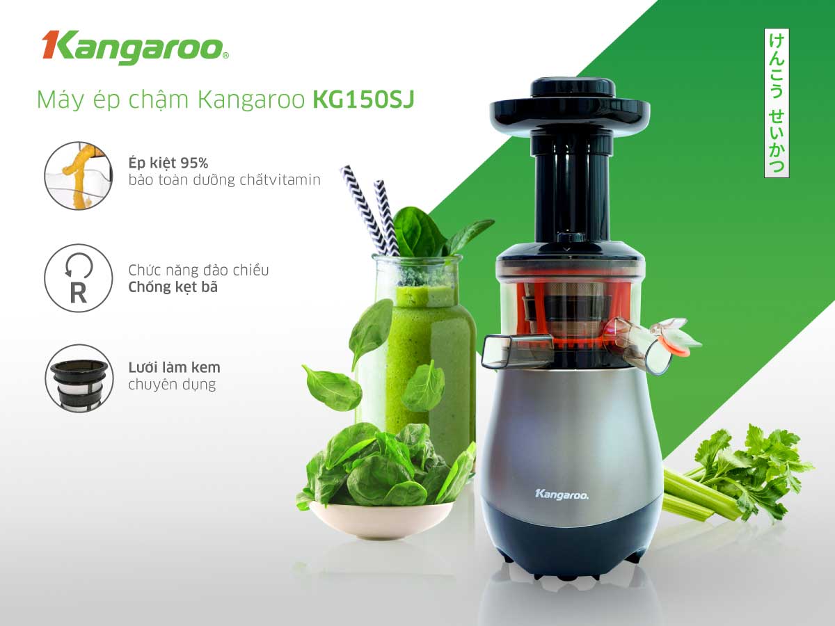 MÁY ÉP TRÁI CÂY KANGAROO KG150SJ (MÁY ÉP CHẬM 460ml - 150W) Hàng Chính Hãng