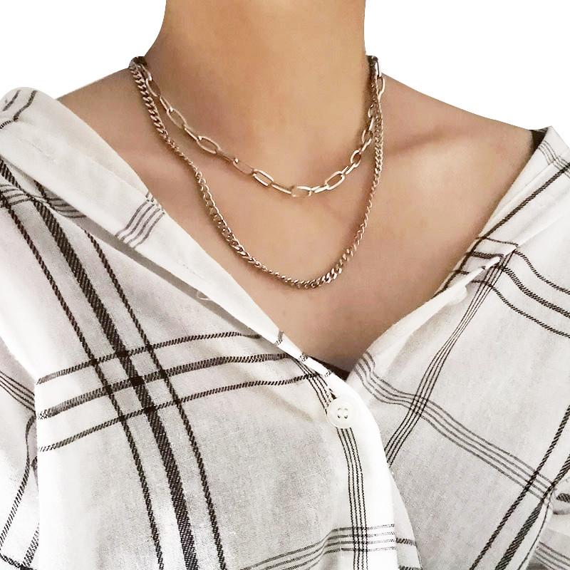 Vòng cổ đôi đơn giản phong cách ngắn Niche cá tính hoang dã dây chuyền xương đòn thời trang