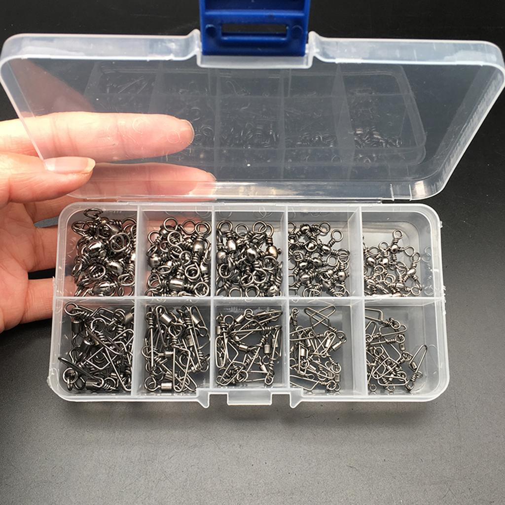 100Pcs Fishing Rolling Swivels w/ Coast Lock Snaps & 3 Way Barrel Swivels S