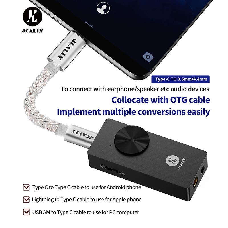 JCALLY AP10 Bộ Giải Mã Cân Bằng Bộ Khuếch Đại Tai Nghe CS43131 * 2 USB C Sang Jack 3.5 4.4Mm Bộ Giải Mã Âm Thanh Type-C HiFi AMP 32Bit 384KHz DS