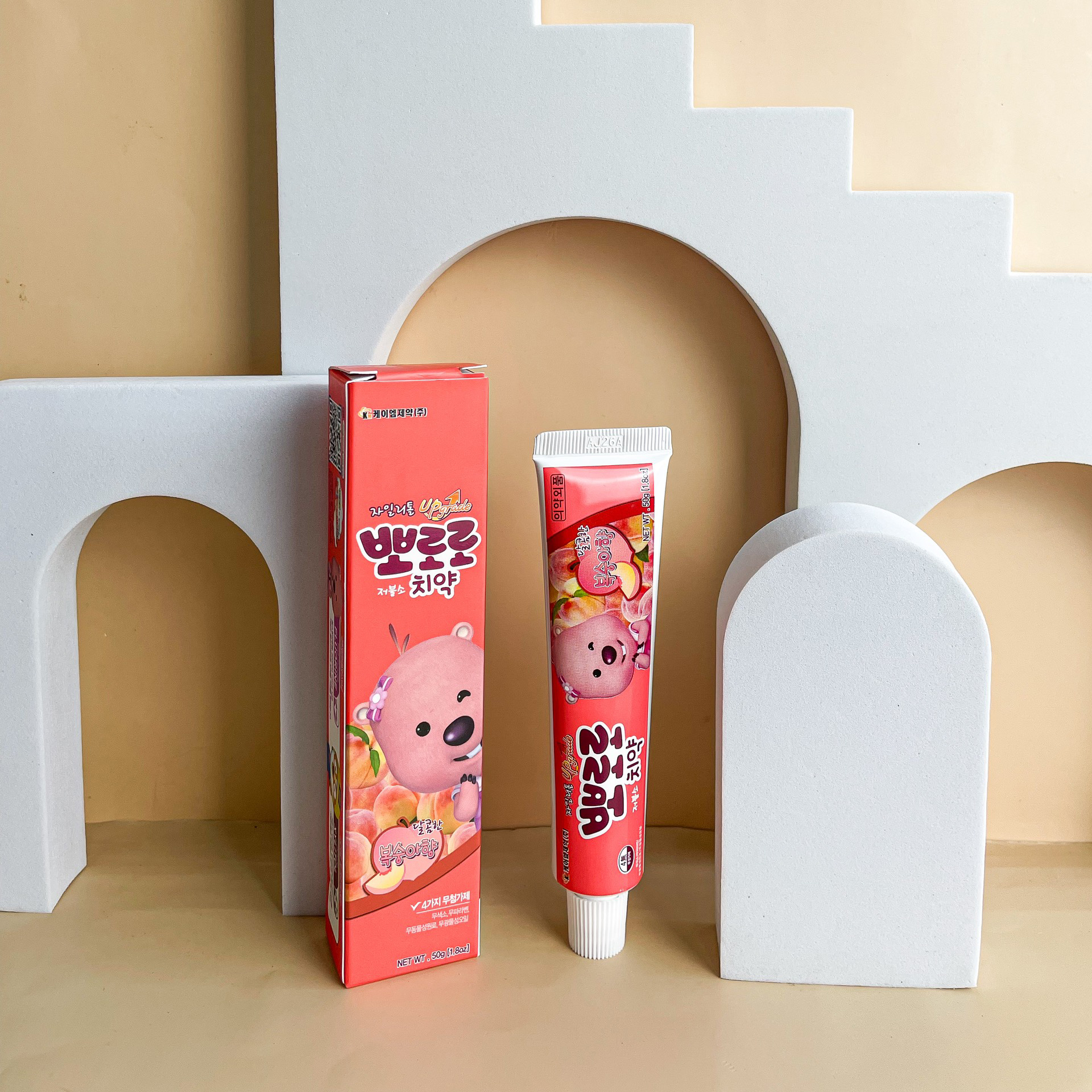Kem đánh răng Pororo có thể nuốt được cho bé từ 3 tuổi - vị Đào 50g
