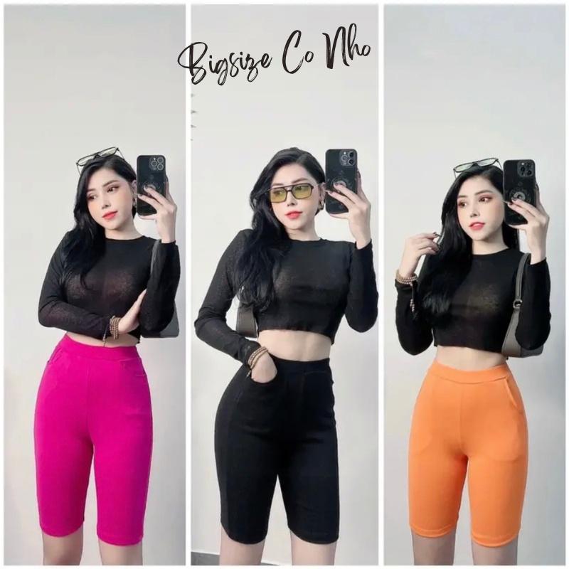 Quần legging ôm ngố bigsize nữ lưng thun co giãn mềm nhẹ mát không co giãn, Quần short nữ big size ngoại cỡ CÔ NHỎ Q12 - MÀU HỒNG