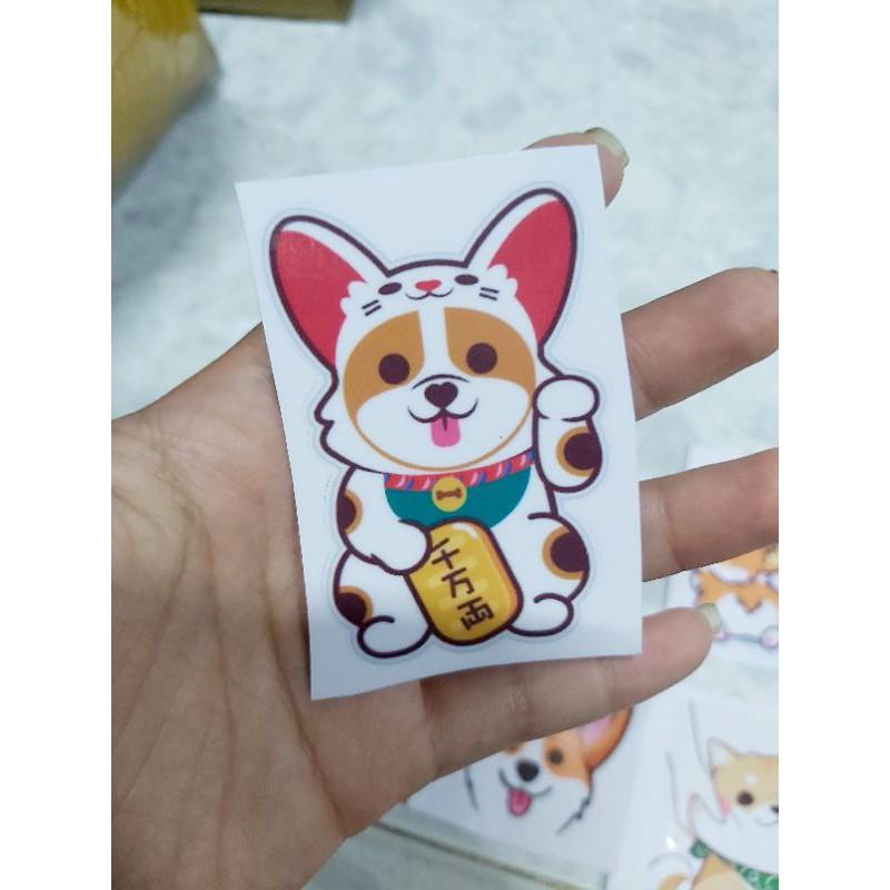 BST Tem Decal Sticker Chú Chó Cute Dán Điện Thoại, Nón, Xe