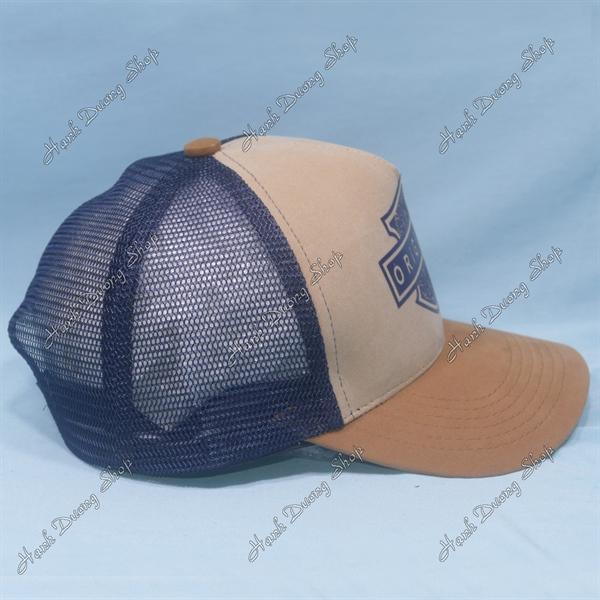 Nón kết lưới in dẻo chữ Cap Man Original phía trước là vải nhung, kết nhung vòng đầu 55-58cm phía trong có may tem - Xanh đen &amp; kaki