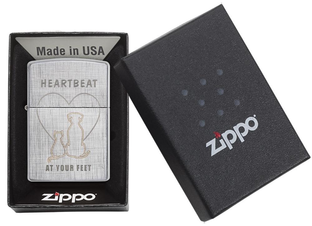 Bật Lửa Zippo Cat And Dog Linen Weave 29258