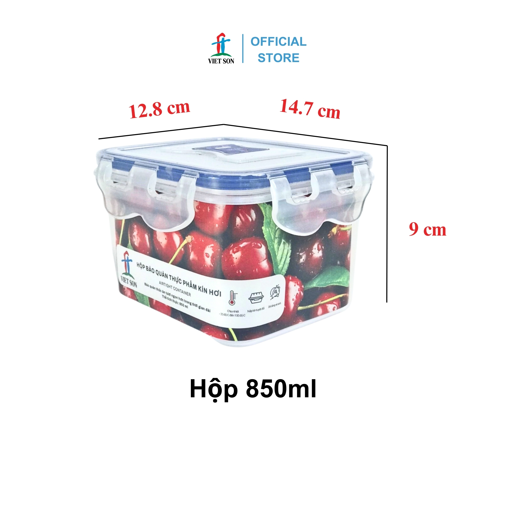 [TẶNG KHAY RÁO NƯỚC] Bộ 3 Hộp Đựng Thực Phẩm VIETSON (850,1300,2400ml) Nắp Khóa 4 Cạnh Kín Hơi