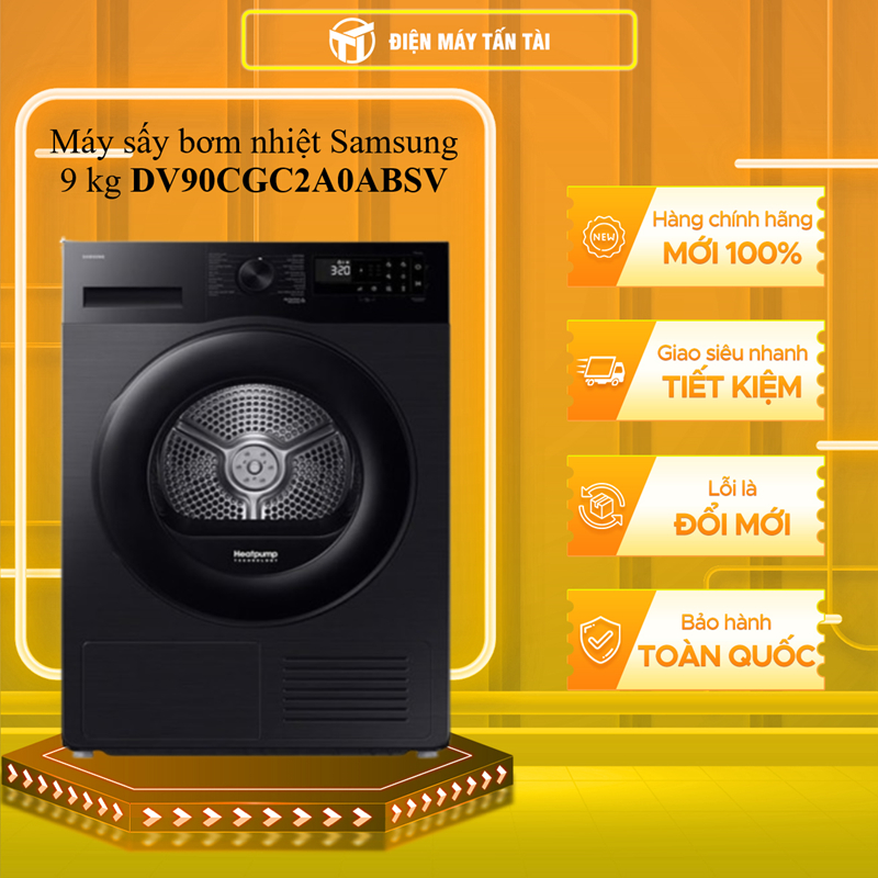 Máy sấy bơm nhiệt Samsung 9 kg DV90CGC2A0ABSV - HÀNG CHÍNH HÃNG - GIAO HCM