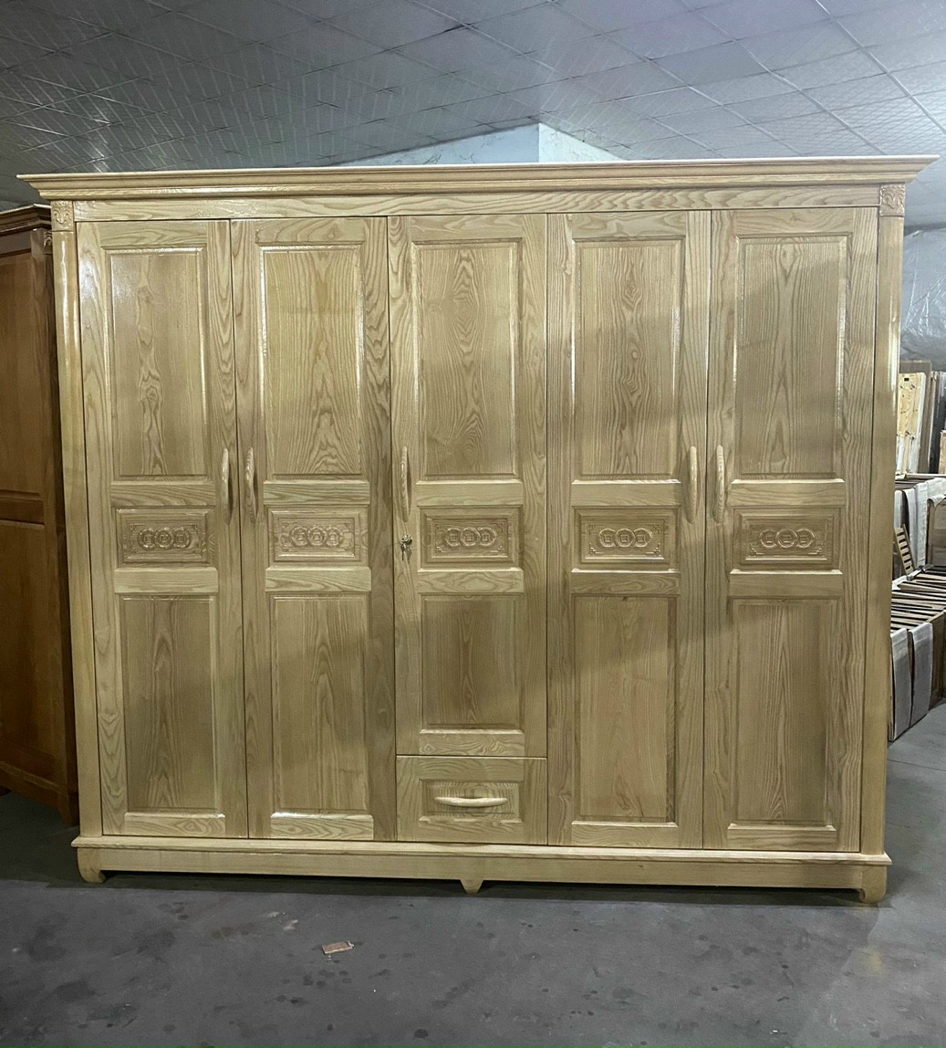 Tủ quần áo gỗ sồi 5 cánh 3 buồng