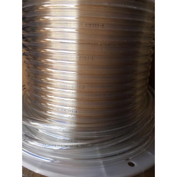 Dây áp lực PU 12li màu trắng kết nối 2 đâu ren 17mm gắn trực tiếp bơm đôi và đầu vòi