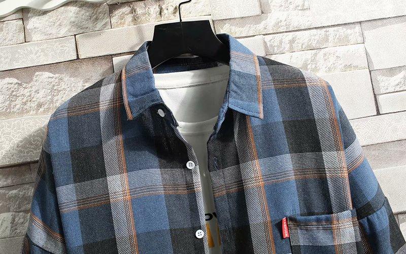 Áo Sơ Mi Tay Dài Form Rộng Họa Tiết Sọc Caro Phong Cách Công Sở Với 2 Màu