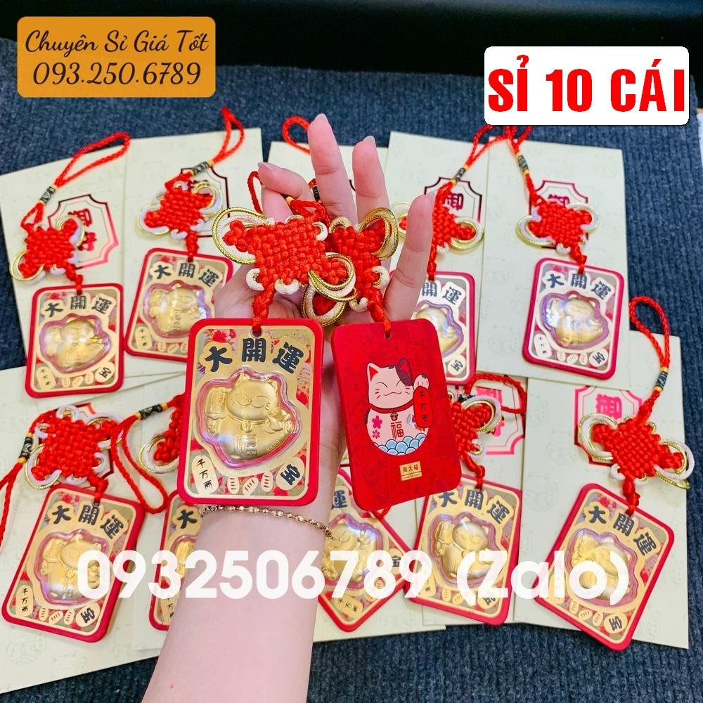 LOT 10 Bao Lì Xì Mạ Vàng Dây Treo Mèo Thần Tài Đại Cát Đại Lợi, Quà Tặng Tết 2023 PASA COLLECTION