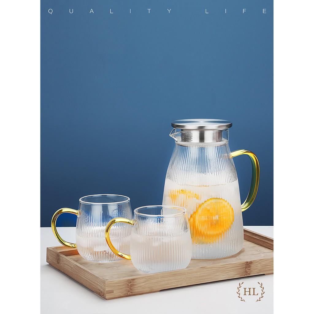 THỦY TINH BOROSILICATE SIÊU NHẸ - CHỊU NHIỆT - CƯỜNG LỰC | Bình cốc thuỷ tinh phong cách NORDIC kẻ sọc