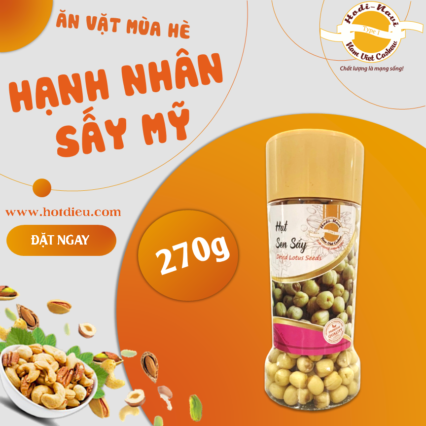 Hạt sen sấy giòn Hodi - NaVi hũ nhựa cao 270G