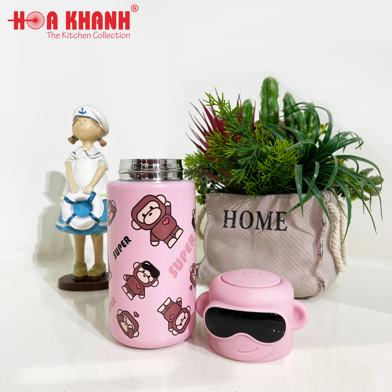 BÌNH GIỮ NHIỆT THỎ ĐEO KÍNH SUPER FUN 380ML - A06-BNK8112